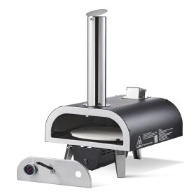 Dual Fuel Pizza Oven Outdoor, 12 in Wood Fire & Propane Gas Pizza Oven, Pellet & Propane Pizza-Maker with Thermometer